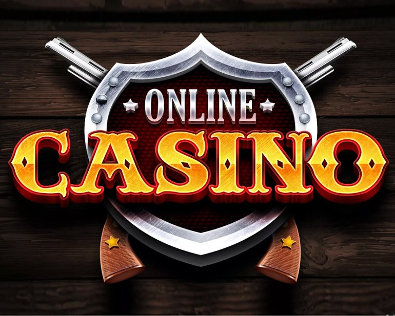 Заставка онлайн казино на фоне револьверов